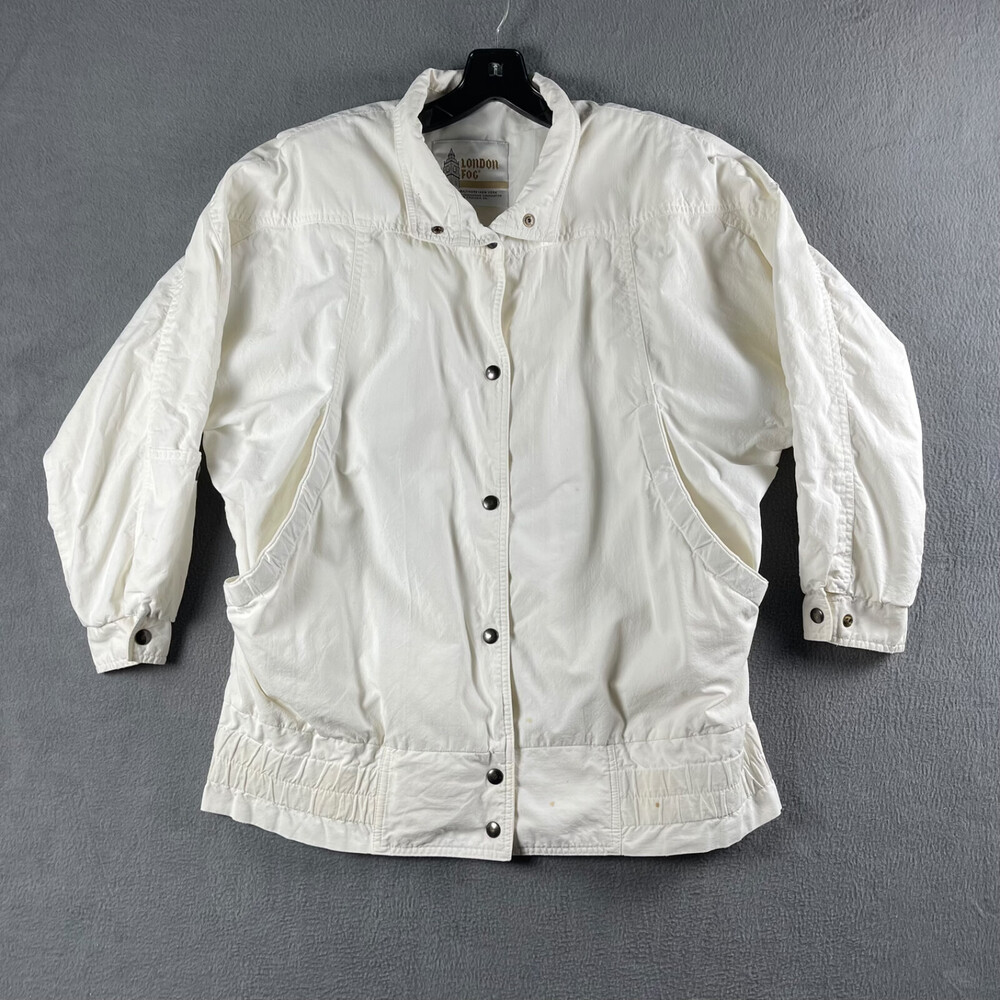 Vintage London Fog Bomber Jacket White Large Work Field Chore Jacket Puffy Coat